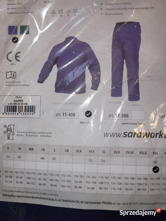Odzież robocza Sara Kaper XXL Szczecin sprzedam