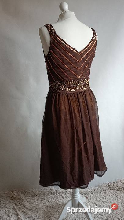 Brązowa sukienka retro vintage 36 uk 10 podlaskie