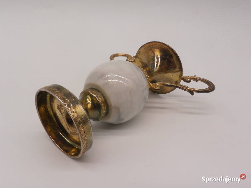 Miniaturowy Wazon Onyks i Mosiądz Vintage Lata wielkopolskie