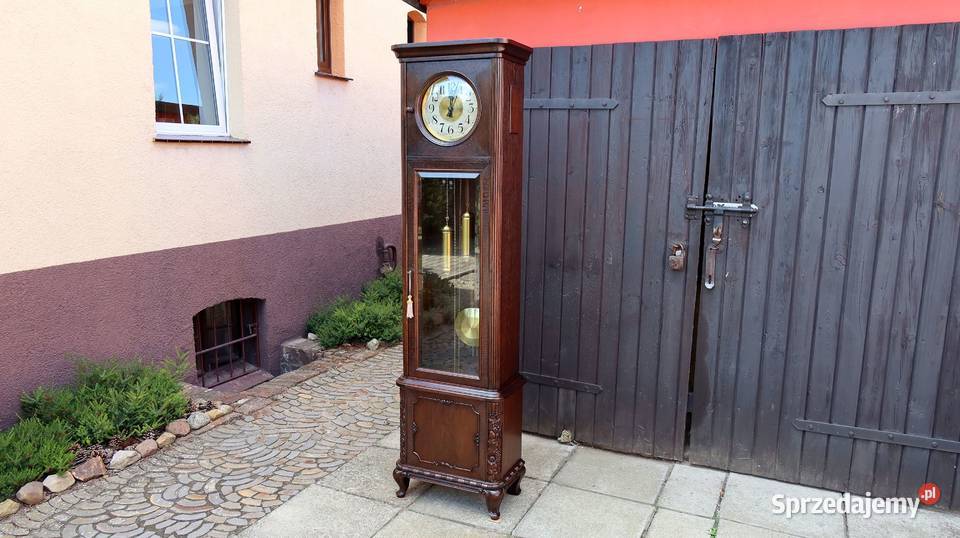 Stojący Dębowy Zegar Gustav Becker Dom Gong 2 Antyki dolnośląskie Ziębice