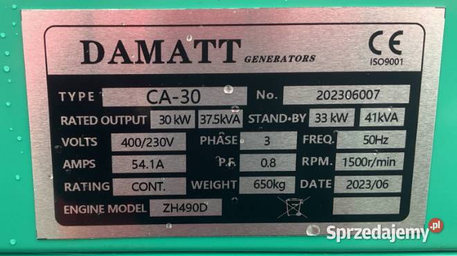 AGREGAT PRĄDOTWÓRCZY DAMATT BAUER PLUS POWER 50 Stalowa Wola sprzedam