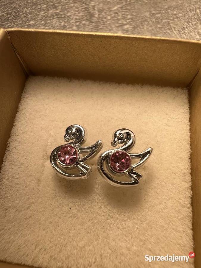 Kolczyki srebrne z różowym diamentem podkarpackie sprzedam