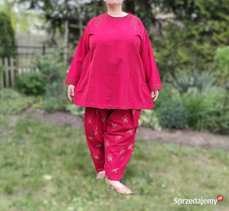 Czerwony komplet Salwar Kurti 2XL 3XL Haft Szczecin