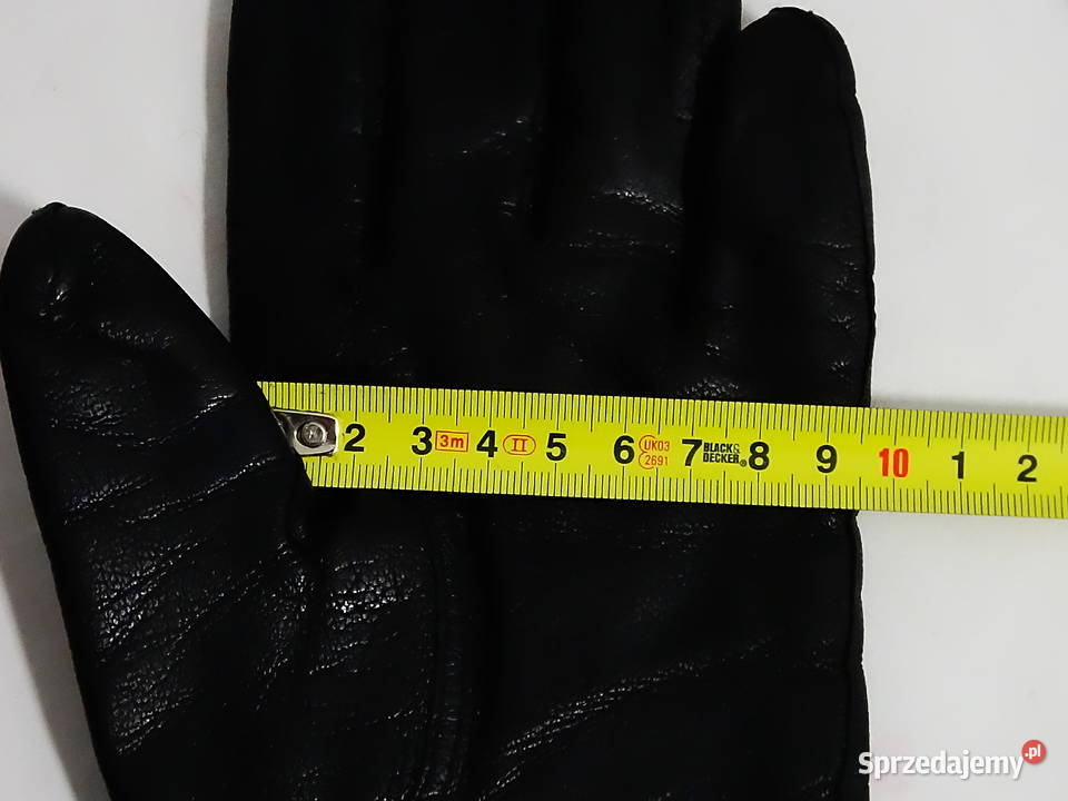 Rękawiczki zimowe skórzane z czerwonym środkiem Biłgoraj