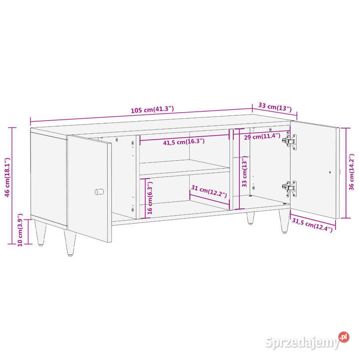 Szafka pod telewizor 105x33x46 lite drewno mango Warszawa