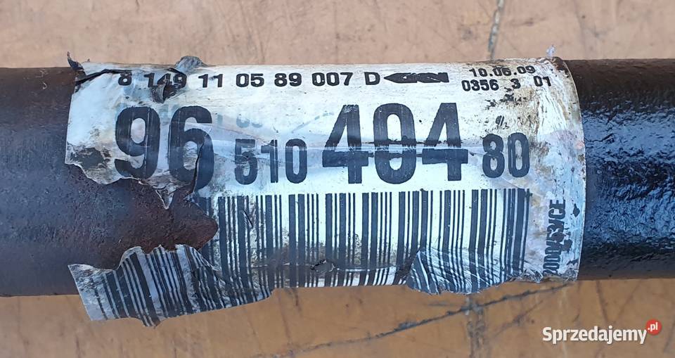 PEUGEOT 207 14 8V PÓŁOS PRZEGUB LEWY 9651040480 Radom