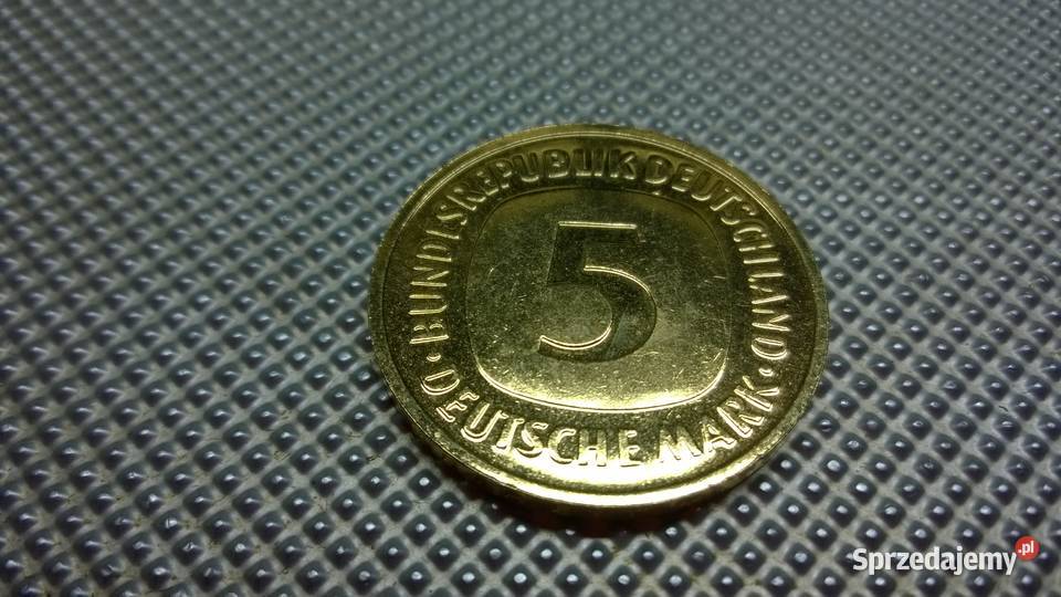 MONETA Niemcy 5 marek 2001 D złocona Warszawa