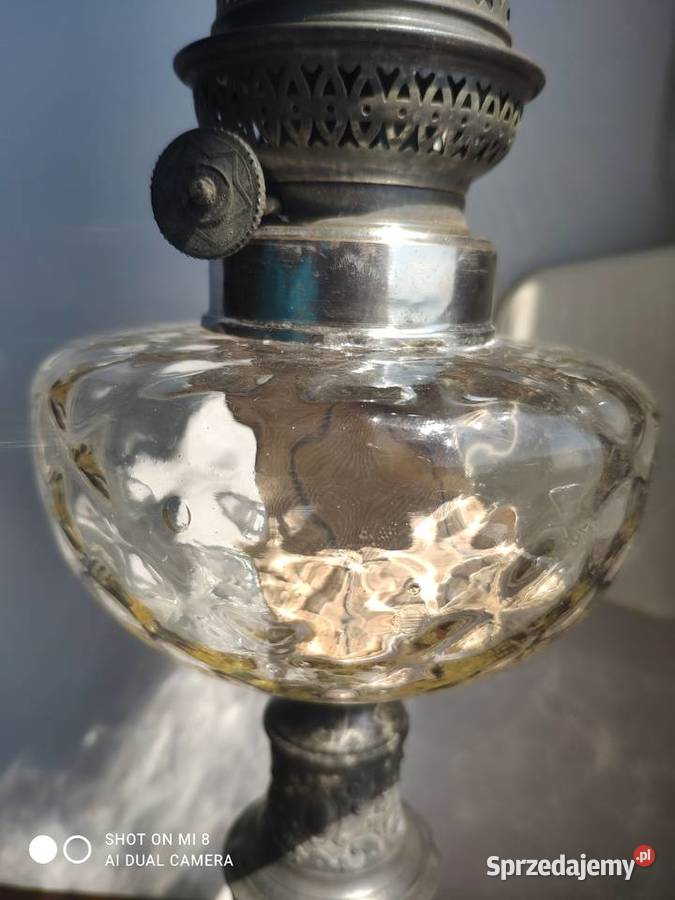 Stara francuska lampa naftowa XIX w marmur