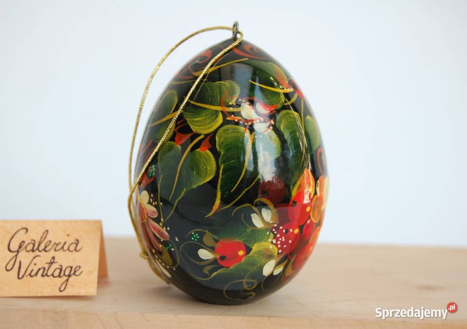 Drewniana pisanka rosyjska Rosja kwiaty wielokolorowy