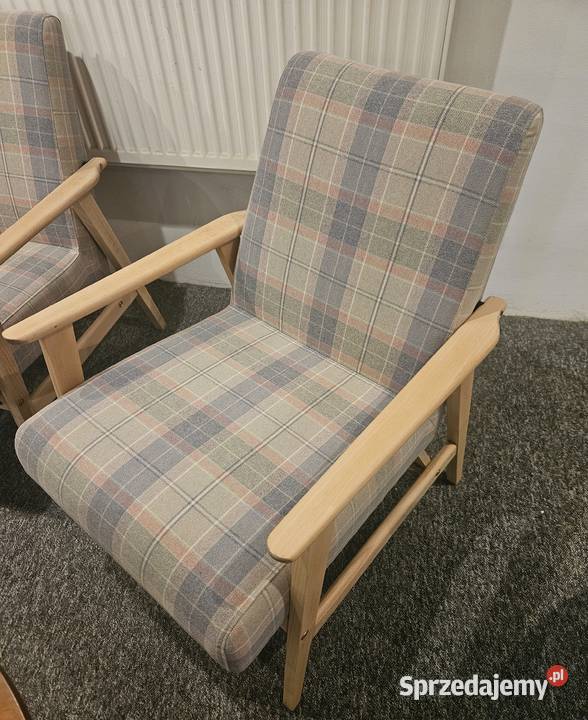 Dwa fotele klubowe PRL Lisek renowacji Lublin