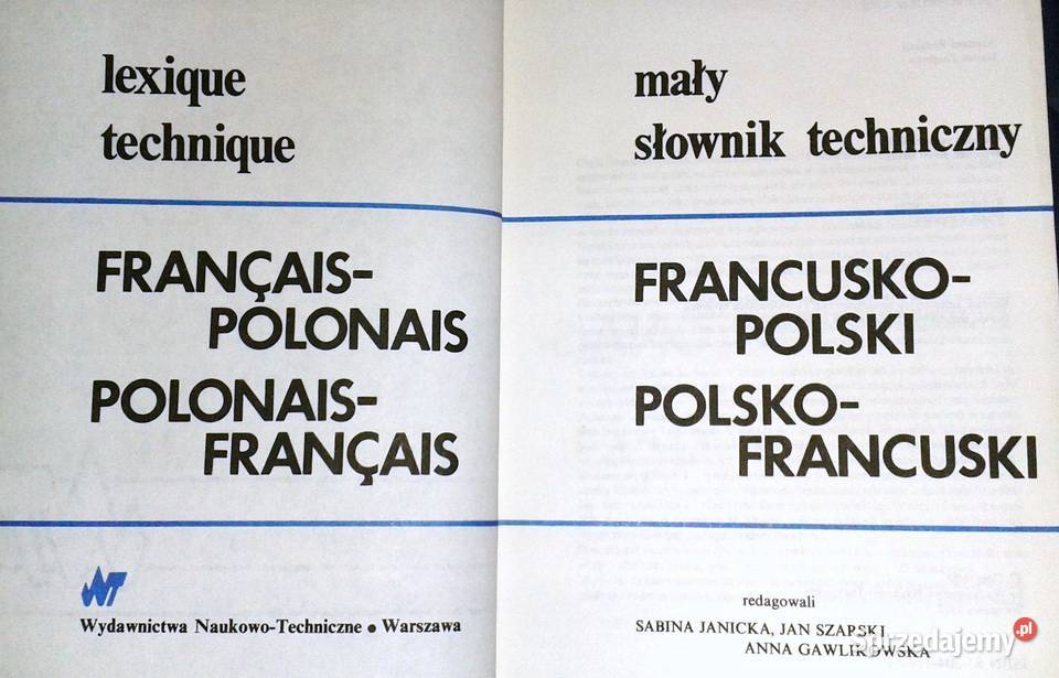 Mały słownik techniczny francuskopolski Pozostałe lubelskie sprzedam