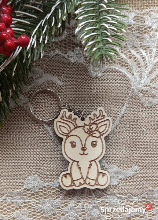 Drewniany brelok świąteczny renifer 3 wzory do Boże Narodzenie Bełchatów