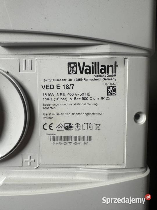 Elektryczny podgrzewacz wody CWU Vaillant Biały Dunajec