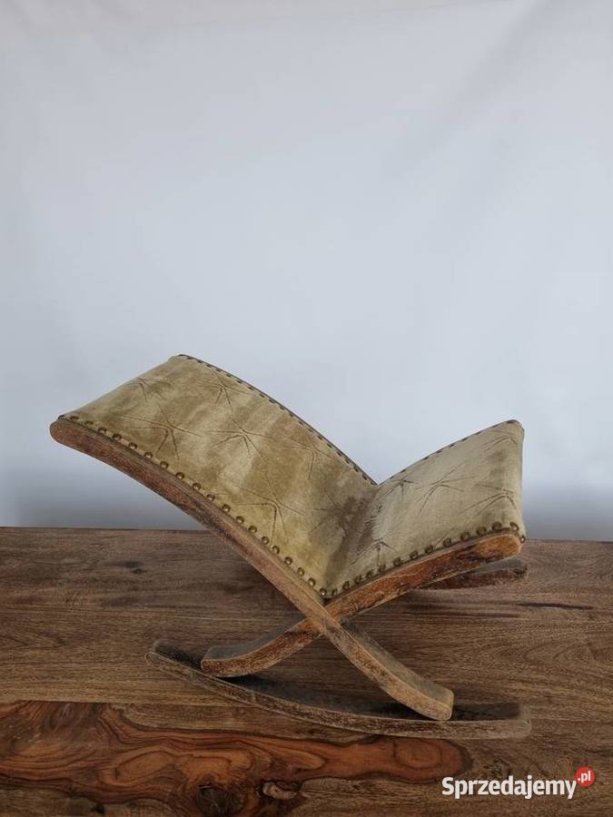 Podnóżek bujany okres międzywojenny lite drewno Płock