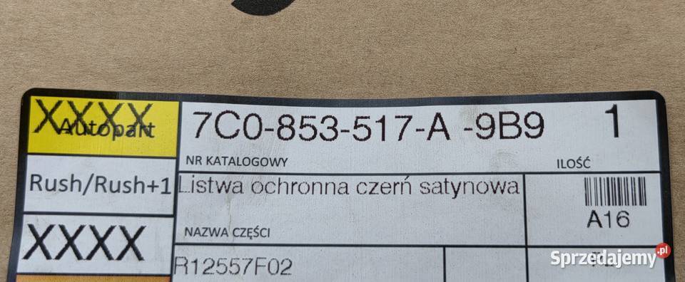 7C0853517A 9B9 VW Crafter Listwa lewa środkowa Rożnów