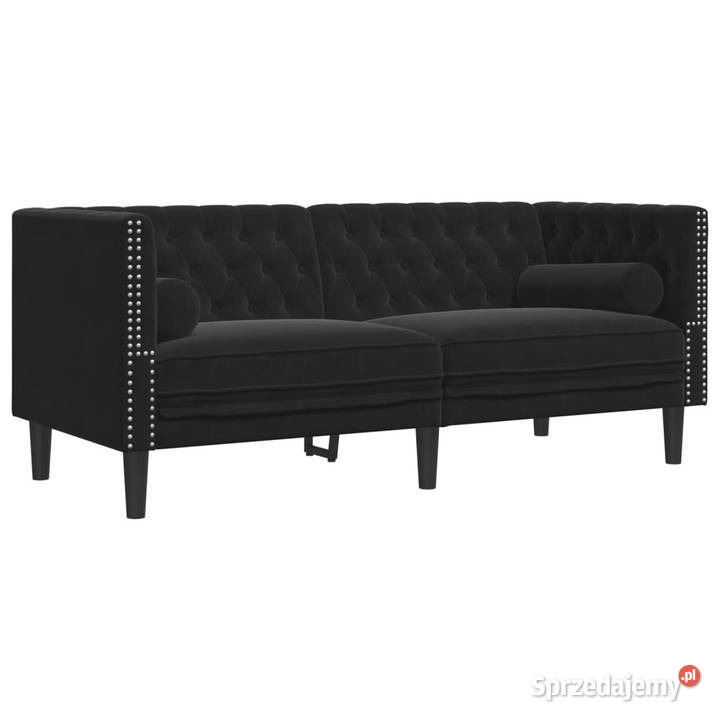 2cz wypoczynek Chesterfield z wałkami czarny Warszawa