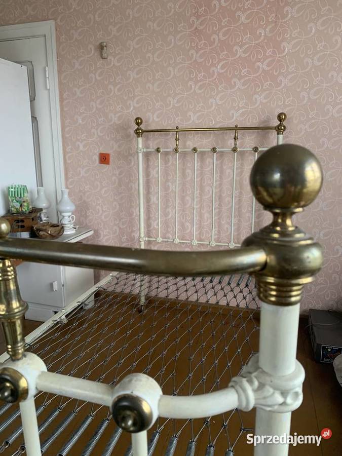 Antyczne Łóżko Metalowo Mosiężne Pinczyn