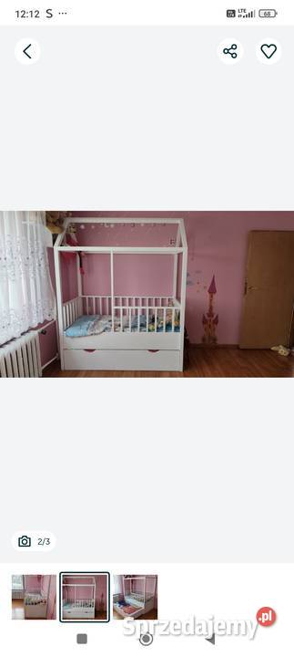 Łóżko drewniane z szufladą i dodatkowym miejscem sprzedam