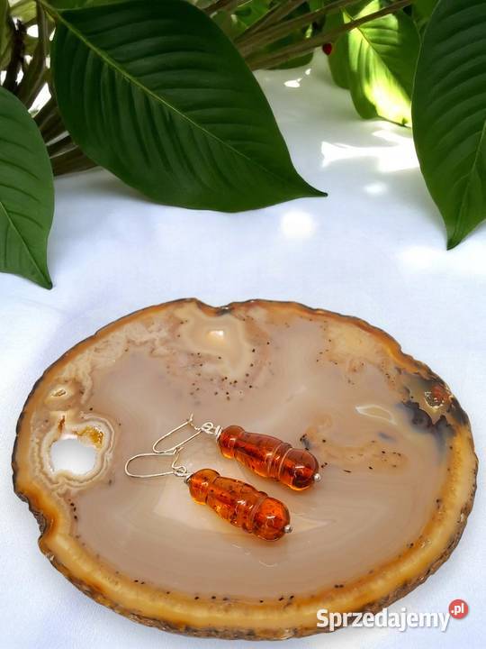 Kolczyki z BURSZTYNU bursztyn bałtycki koniak Kolczyki Warszawa
