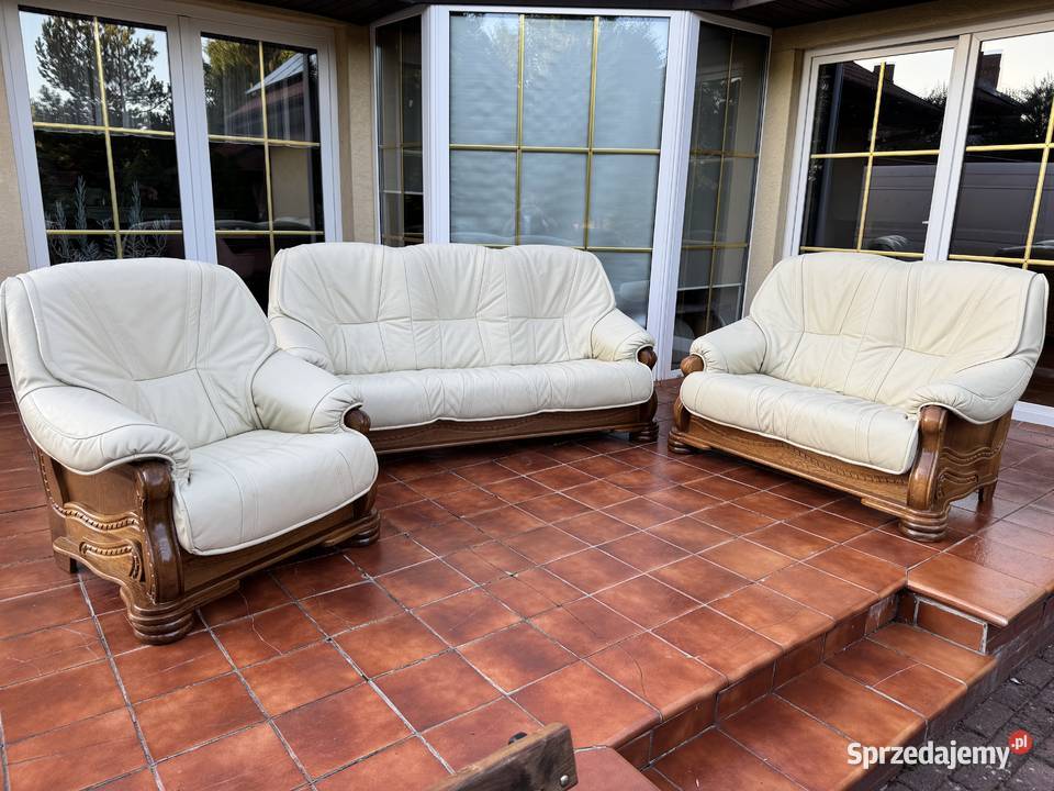 Zestaw mebli skórzanych wypoczynek skóra fotele mazowieckie Sulbiny sprzedam