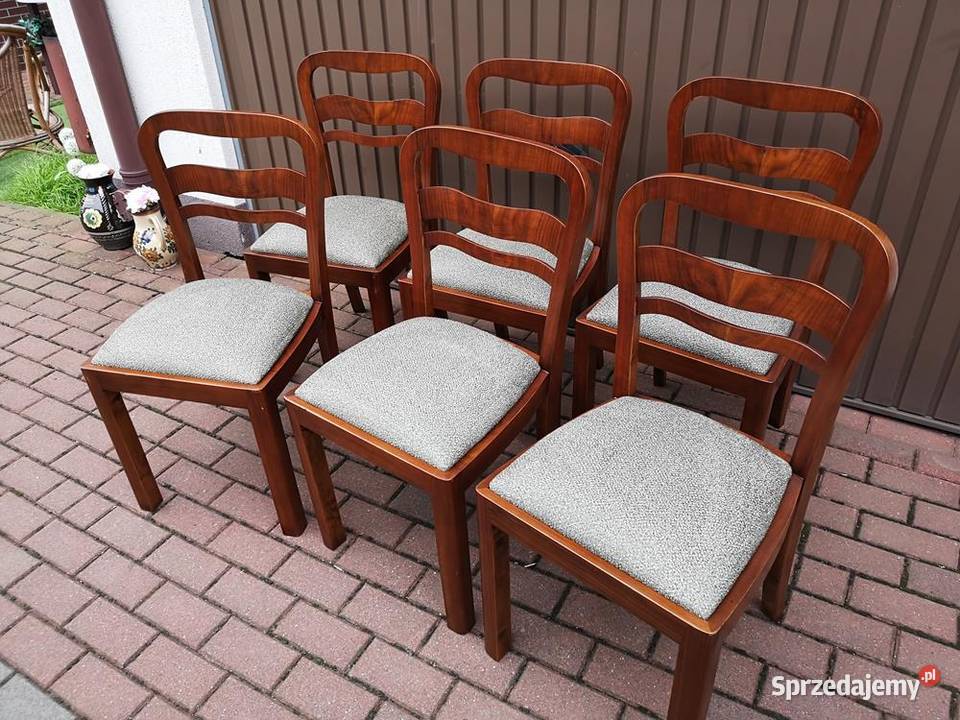 Krzesła ARTDECO OrzechBuk Stare Antyk Komplet 6 Swarzędz