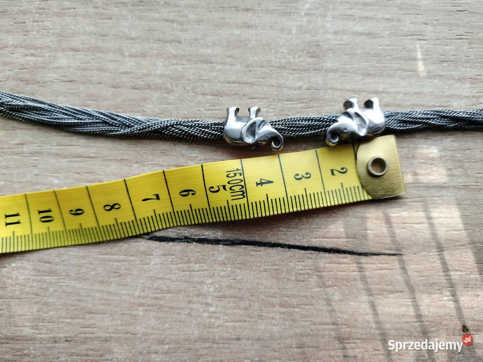 Piękna srebrna kolia 925 pleciona że słonikami Choszczno sprzedam