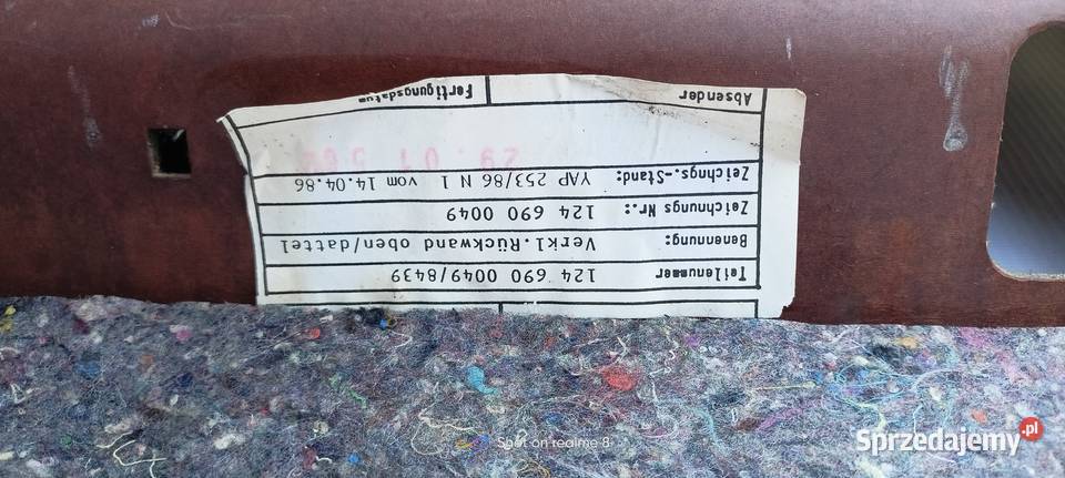 Mercedes W124 półka tylna kremowa pod zagłówki Skarżysko-Kamienna sprzedam