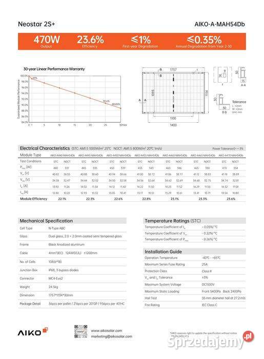 Panel fotowoltaiczny AIKO A500MAH60Db 500 W full