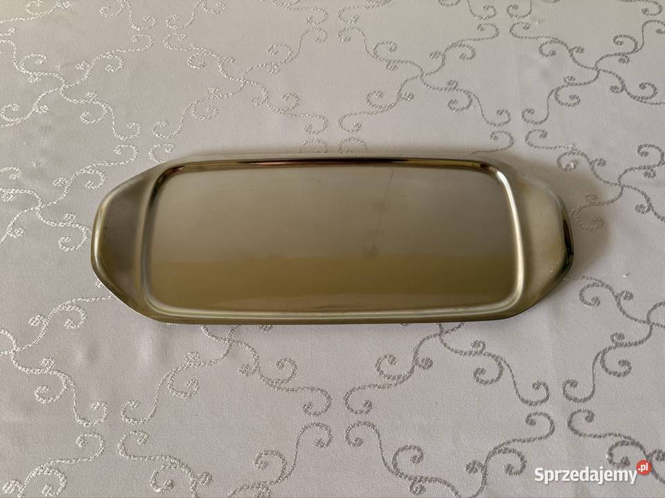 Metalowa taca srebrna vintage 36 dekoracyjna śląskie