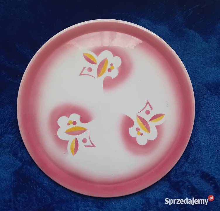 Fajansowa patera tortownica art deco Spritzdekor Porcelana i szkło Koźminek