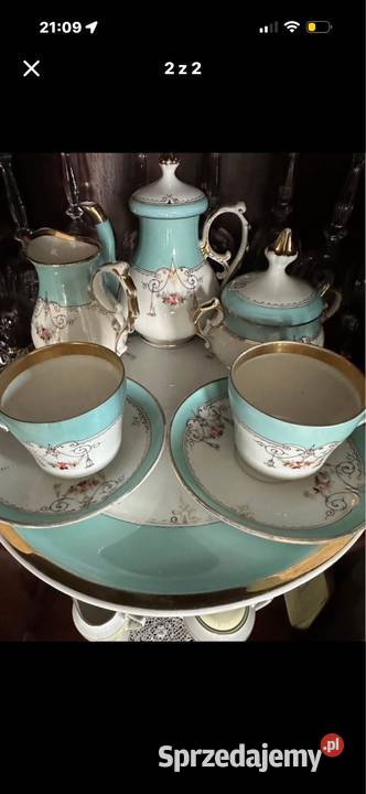 Zestaw kawowy dwojga Porcelana i szkło Drezdenko