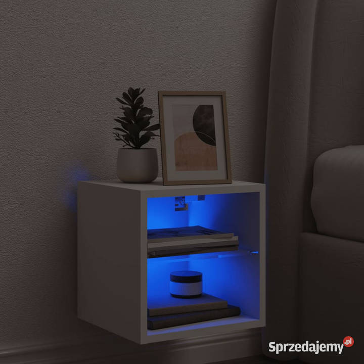 Ścienna szafka telewizyjna z LED biała 30x285x30 Warszawa