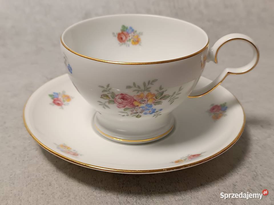 BOHEMIA Duet z Bukietem Kwiatów Czechoslovakia Porcelana i szkło Augustów