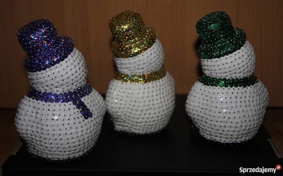 Bałwanki z cekinów ozdoby Boże Narodzenie