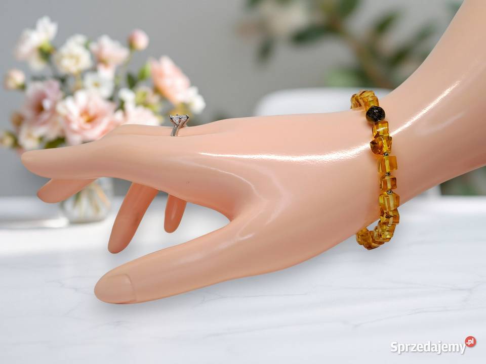 Komplet korale i bransoletka z bursztynu kostka mazowieckie Warszawa