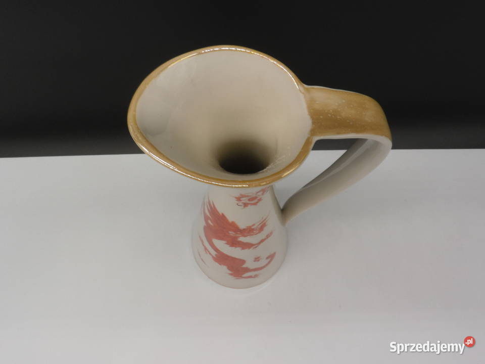 Porcelanowy Wazon Dzbanek CZERWONY SMOK Raszków