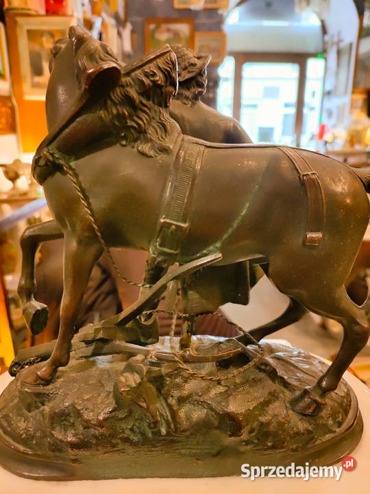 Pałacowy zegar figuralny marmur XIX w Francja Kraków sprzedam