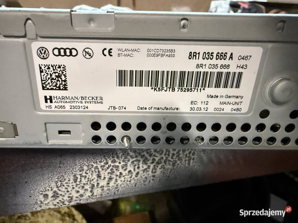 Moduł radia audi a4 b8 czytnik sim 3G Jedlińsk