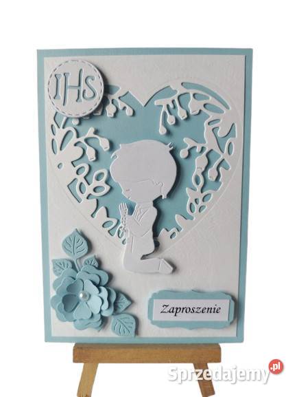 ZAPROSZENIA KOMUNIA CHŁOPIEC W SERCU C6 BŁĘKIT Poznań