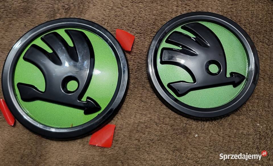 Emblematy Skoda Komplet PRZÓD TYŁ CzarnoZielone Gliwice