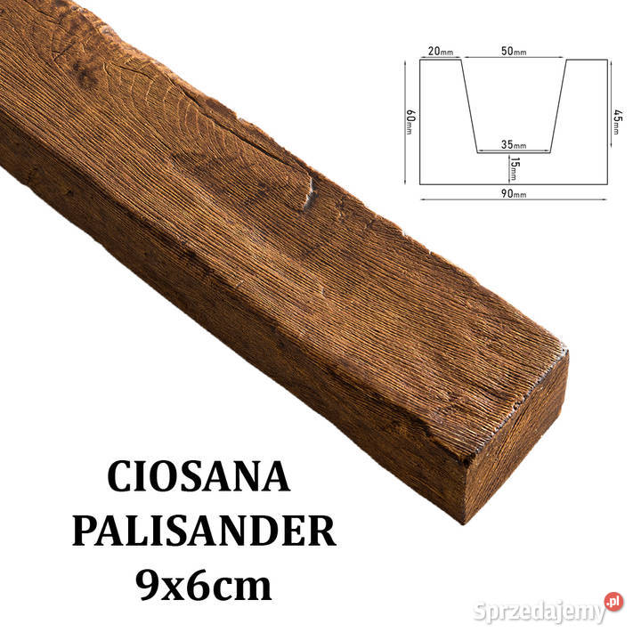Belka Rustykalna Ciosana 9x6 Palisander małopolskie sprzedam