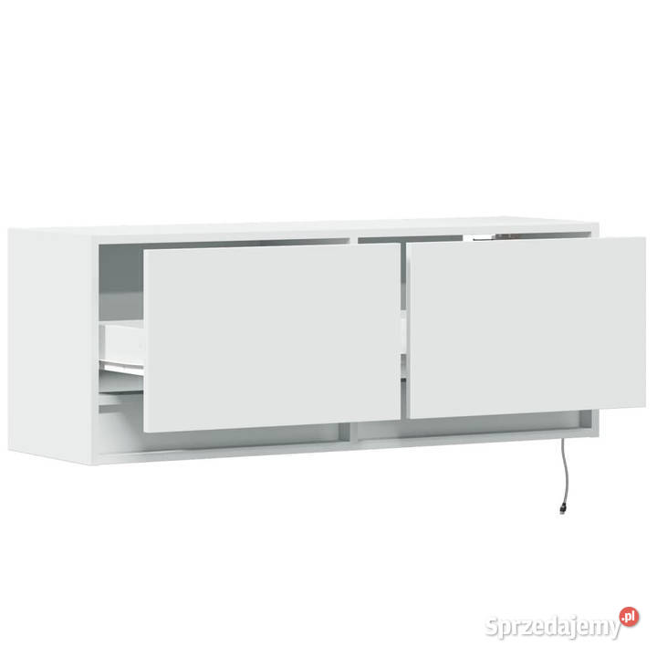 Ścienna szafka TV z LED biała 100x31x35 WM852362