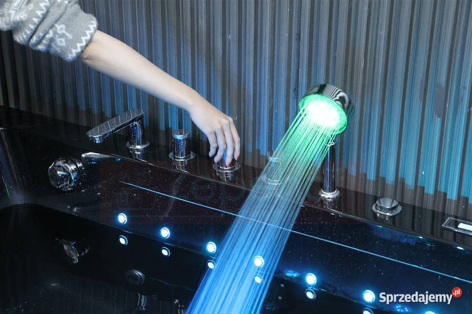 Czarna wanna z hydromasażem EBBXD871 prostokątna