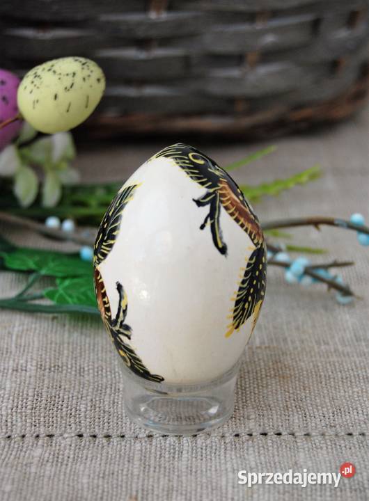 Stara pisanka drewniana malowana Ukraina 63