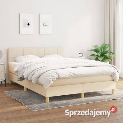 vidaXL Łóżko kontynentalne z materacem kremowe Warszawa