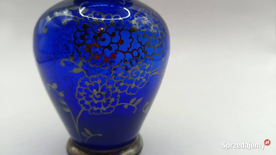 Wazon szklany vintage malowany srebrem Zamość