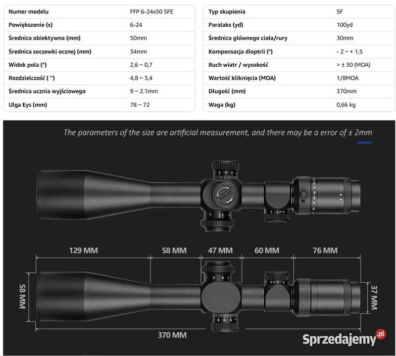 luneta celownicza SPINA 624X50 FFP Izabelin C
