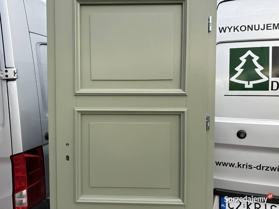 Drzwi wewnętrzne drewniane Ral 7033 retro Na Grzybno sprzedam