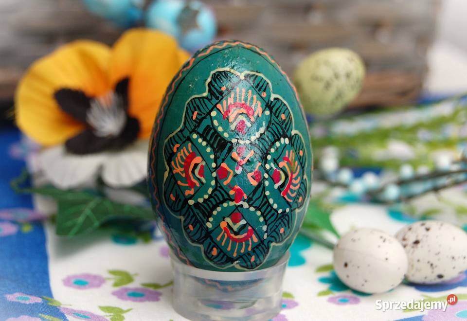 Stara pisanka drewniana ręcznie malowana Ukraina Lublin