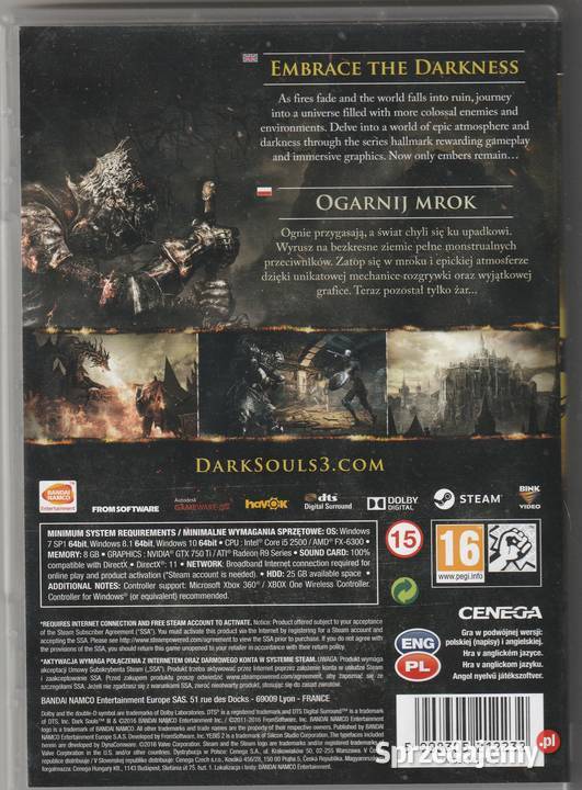 DARK SOULS III 3 PC Polskie napisy napisy Gry komputerowe i konsolowe Pruszków